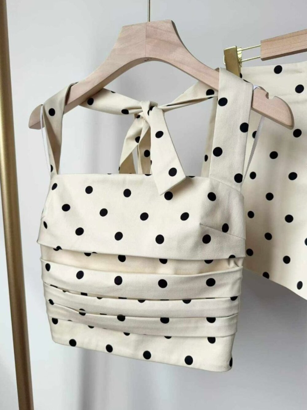 L'Academie Cream Polka Dot Crop Top and shorts set - Picture 7 of 10